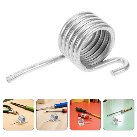 6pc Heavy Duty Stainless Steel Mechanical Compression Spring for Mop Bucket Repair, close-up view of silver coil spring.