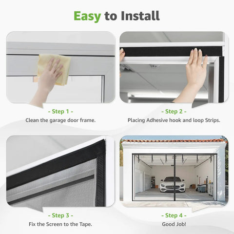 Step-by-step installation of Heavy Duty 16x7 Ft Magnetic Garage Door Screen With Weighted Bottom For Two Car Garage