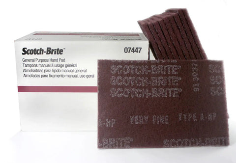 Five Pack Red Scuff Pads Nonwoven Hand Pads For Wood Metal Plastic Finishing And Cleaning Very Fine Grit display
