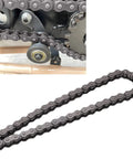 Upgrade Your Mini Bike Ride With This Durable HaloVerde Steel Chain Roller Tensioner Kit For 420 Drive Systems Perfectly Fits CT200U EX BT200X To Keep Your Chain Snug And Running Smooth On Any 196cc Or 212cc Engine Setup Fast Install close-up with 420 chain and roller tensioner