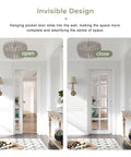 Photo of a room showing a 4Ft Sliding Pocket Door Hardware Kit With Soft Close, Aluminum Box Rail, installed in open and closed positions.