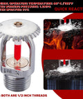 Straight Up Ace Quick Response Pendent Fire Sprinkler Head With Dead Sure 155F Activation and Tight One Half Inch Thread for Heavy Duty Home and Garage Security, silver metal design with red indicator.