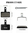 Copper Fiber Semi Metallic Disc Brake Pads 4 Pack With Springs for mountain bike brakes, size 1.1inch/2.8cm displayed.