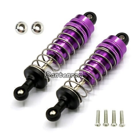 Oil Filled Metal RC Shock Absorber Upgrade Kit For 1 14 Scale WLtoys Buggy 144001 124018 124019 in purple with screws