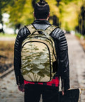 Back view of person with Soft Shadow Neutral Plant Print Unisex Backpack Large Capacity For Everyday Carry Durable Polyester Daypack