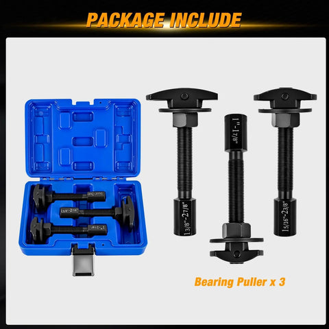 GOOACC 3-piece rear axle bearing puller set in blue case with three adjustable pullers