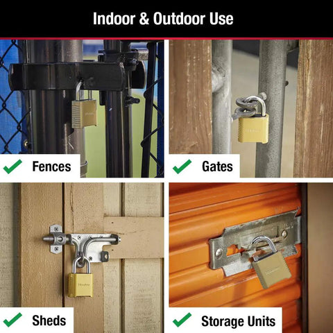Heavy Duty Outdoor Combination Lock 875D Brass Finish on fences, gates, sheds, storage units