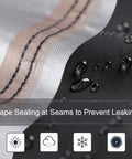 Close-up of waterproof patio umbrella cover with tape sealing on seams, shown wet. Waterproof Patio Umbrella Cover For 7 To 9 Ft Outdoor Market Parasol.