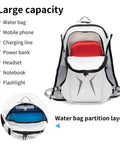Lightweight Hydration Backpack For Running And Hiking With 1.5L Water Reservoir, storage compartments highlighted