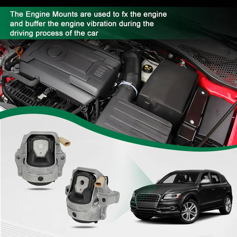 Heavy Duty Engine Motor Mount Set For Audi A4 A5 Allroad Quattro 2.0L 3.2L with engine visible and mounts displayed.