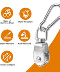 Heavy-Duty Treehouse Pulley System Kit With Dual Pulleys Nylon Rope Hooks Lifting Plates And Rope Cleat For Easy DIY Treehouse Lifts And Projects Ready To Use stainless steel pulley with carabiner, rust-resistant, 15 mm