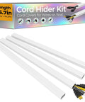 56 Inch TV Cord Hider Wall Cable Covers For 2 To 4 Wires Easy No Tool Peel And Stick Self Adhesive Paintable White Cable Management Raceway For Cords On Wall, 4-piece 14.2in sections