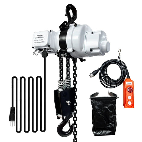 Beefy Electric Chain Hoist 2200 Lb Lift, 110V Single Phase Overhead Crane With Two 360 Degree Rotatable Trolleys, 10 Ft Lift
