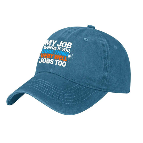 Low Profile Lightweight Cyan Blue Cap Unisex Hat With Adjustable Buckle For Women And Men, front view with text design.