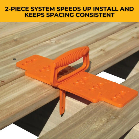 Ace Any Backyard Build With This Slick Deck Spacer And Fastener Alignment Guide on wooden boards with quarter inch gap adjustment.