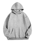Cozy Comfy Fleece Half Zip Hoodie For Women Oversized Cute Sweatshirt In Grey Wind Blocking Stand Up Collar Front View