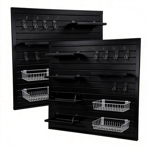 Two Pack PVC Garage Wall Organizer Panels 4 By 8 Ft Heavy Duty Storage System Holds 300 Lbs Per 4x1 Ft Section Weatherproof Fireproof