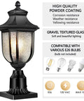 Dusk To Dawn Outdoor Post Light Hardwired 120V With Pier Mount Base, black anti rust aluminum waterproof lantern