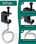 50 Piece Set Of Spring Steel One Quarter Inch Twenty Beam Clamps And One And A Quarter Inch Bridle Rings Bolt On Hangers Kit For Pipe Cable Woodworking And Metalworking Projects, black steel beam clamp and bridle ring detail