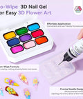 Pat Pat Gel Polish Palette Kit With 9 Colors No Wipe Blooming Gels 3D Flower Mold Sponges And Sculpting Gel displayed