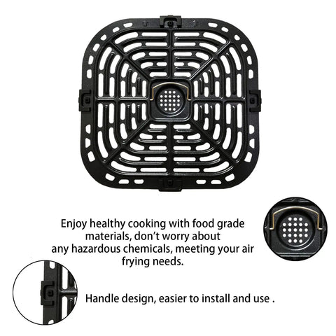 Top view of Air Fryer Grill Plate For Instant Pot Vortex Plus 6 Qt XL Nonstick Crisper Tray showing mesh design and handle.