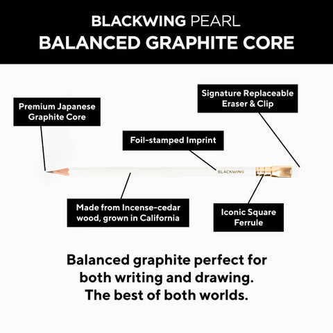 Pearlescent White Pencils, 12 Pack For Journaling And Writing, Incense Cedar, Premium Japanese Graphite, Balanced Lead