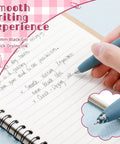 Person writing with a 12 Pack Fidget Spinner Pens For Adults With Black Gel Ink, stress relief spinner ball in a notebook.