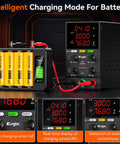 Pro Grade Adjustable Bench Power Supply 30V 10A With Switching Regulated Output Intelligent Charging Mode Real Time Ah Display 18W USB Interface Precision Encoder Knob Safe Auto Charge Black showing features