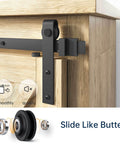Close-up of 2.5 Ft Sliding Barn Door Hardware Track Kit For Cabinets And More, Easy Install, Smooth Quiet Ball Bearing Rollers, Solid Steel