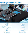 Blue Coated Glass Microscope Slides 1x3 Inch Pack Of 50 For Lab Work With Safe Edges And High Light Transmission Pro Grade For Histology Education And Research on microscope stage