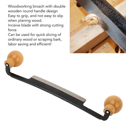 Straight Draw Knife Woodworking Shaving Tool Featuring Heavy Duty Steel Blade And Grippy Wooden Handle For No Sweat Bark Stripping Log Peeling And Quick Finishing Work on work surface