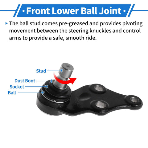 Hyundai Sonata Front Lower Ball Joint Kit Pair For 2011 2014 Models Front Suspension Replacement Joints Left And Right, labeled part detail