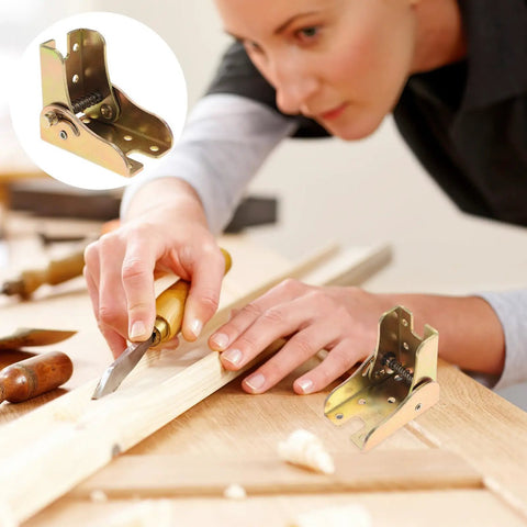 Real-Deal Heavy Duty Foldable Iron Hinges With Self Locking Mechanism for 90 Degree Right Corner Tables in woodworking scene