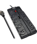 TLP1208TEL Home Theater Surge Protector Power Strip With 12 Outlets, Flat Plug, 8ft Extension Cord, 2160 Joules, RJ11 Protection