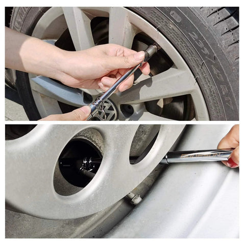 GODESON dual-head tire pressure gauge used on car tire valve; chrome metal gauge, pack of 2.