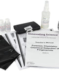 Fingerprint Forensics Kit A Hands On Chemistry Set For Alternative Detection Methods Including Ninhydrin Development And Fuming Techniques For Real World Fingerprint Analysis Practice showing manuals, bottles, and materials.