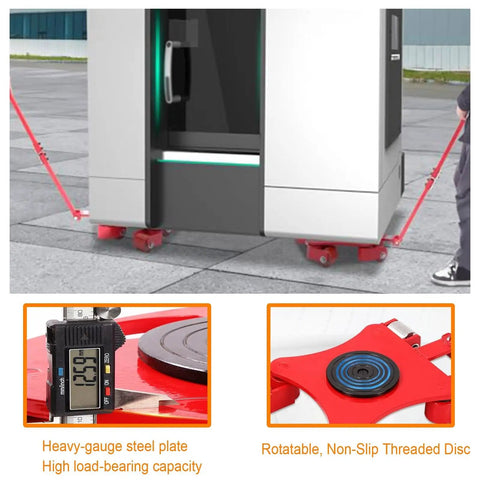 Industrial Heavy Duty Furniture Movers With Reinforced Steel Base And Dual Switchable Casters For Smooth 360 Degree Swivel Rolling That Eats Up Heavy Loads Without A Sweat Indoors Or Outdoors with thick steel plates and rotatable disc.