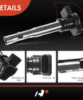 Detailed view of ignition coil packs for Audi and Volkswagen vehicles, plug and play, showing mounting hole, connector, and high-voltage sheath.