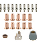 23 Piece 0.9mm Plasma Cutter Torch Consumables Kit With Electrode Tips And Rings Perfect For PT40 PT4 Machines Ensuring Smooth Cuts Every Time, showing copper and metal parts.