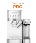 Premium Espresso Machine With Auto Milk Frother And 20 Bar Italian High Pressure Pump For Rich Crema And Silky Microfoam Lattes A Real Game Changer For Home Brews Seeking Barista Quality Sips And Nailed It Foam Daily, silver design, front view.