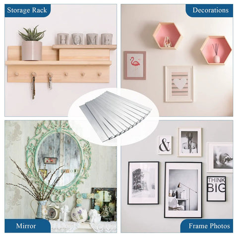 12 Pack French Cleat Wall Mount Brackets With Z Bar Supports And Silicone Dots Heavy Duty Killer Grip Picture Hanger Kit For Headboard Mirror Whiteboard No Sweat Setup 12 Inch displayed with decor items.