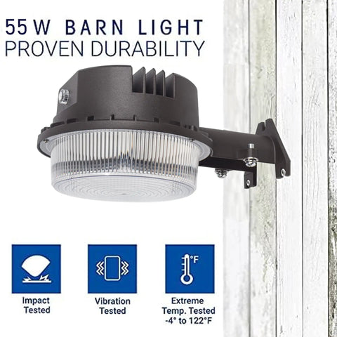 LED Barn Light With Dusk To Dawn Sensor And Motion Detection, 55W 7500LM 5000K Daylight Output on wall mount