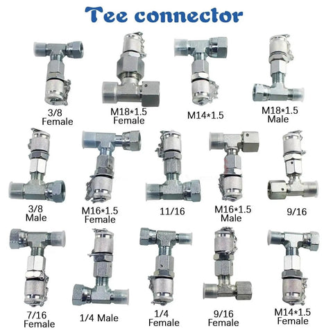 Go To 14 Piece Tee Fittings Connector Set For Hydraulic Pressure Gauge Test Kit And Engine Cooling System Hoses And Clamps DIY