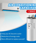 CBB65 Dual Run Capacitor 50 Plus 5 UF 370V 440VAC Replacement for air conditioner, showing labeled terminals