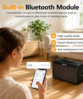 Person connecting phone to 40W Acoustic Guitar Amplifier With Bluetooth And Battery Powered Portable Stereo Speaker in living room
