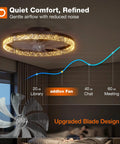 Versatile 20 Inch Low Profile Ceiling Fan With Smooth Dimmable Light And No Sweat Smart Remote Control Knockout Fandelier shown in a cozy room.
