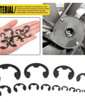 Black E Clip Assortment Kit With 14 Sizes External Retaining Rings 1.5mm To 22mm 211 Pieces Includes 15 Per Size Plus Tweezers