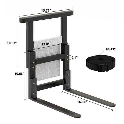 Adjustable Bed Rail For Seniors, Sturdy Grab Bar Supports Up To 300 Lbs, Black Bedside Safety Handle dimensions shown