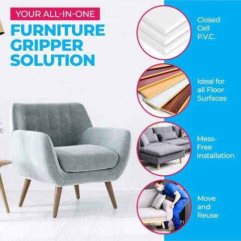 Round Anti Slip Furniture Pads Set Of Four Heavy Duty Non Skid Couch Grippers For Hardwood Floors And Carpets American Made Slam Dunk Furniture Shields in home setting with stylish chair.
