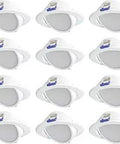 12 pack 4 Inch LED Recessed Slim Panel Light Kit Gimbal 550 Lumens 9W each, damp location, white, four inch round cutout, energy saving